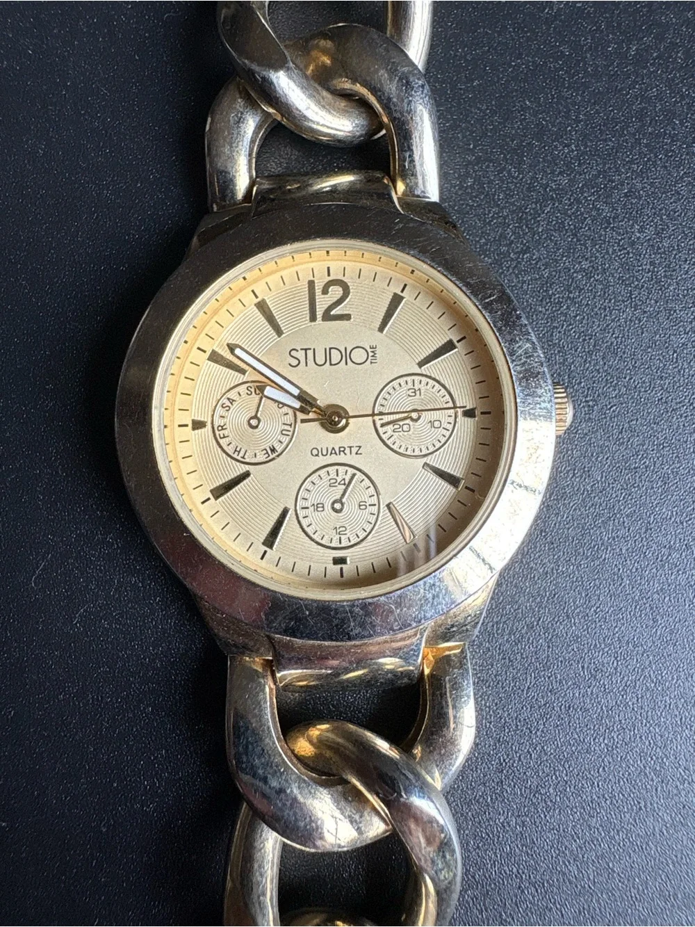 Studio Gold-Tone Chain Link Womens Bracelet Watch